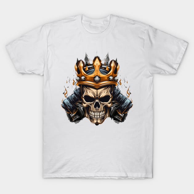 Barbells with Skull with crown T-Shirt by Aldrvnd